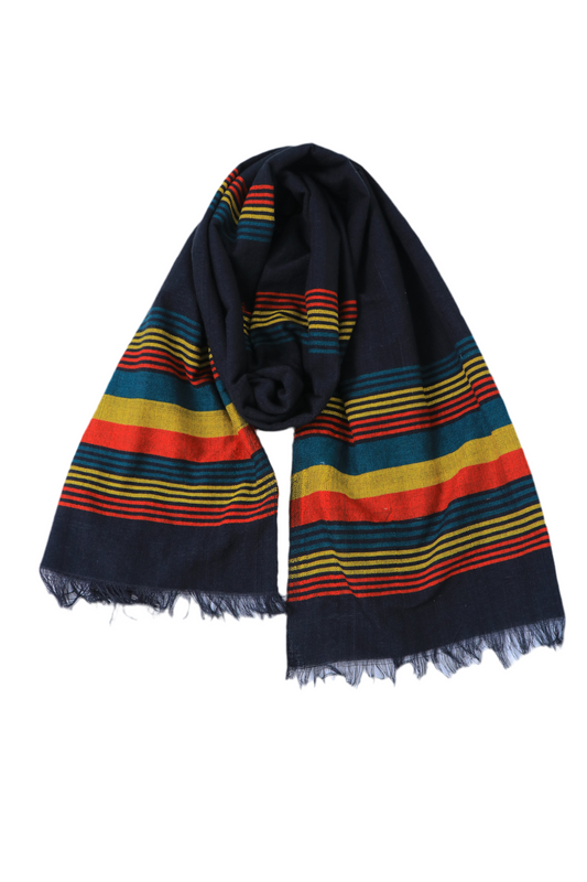Handmade Ethiopian Cotton Scarf: Rastafarian Flag Shawl