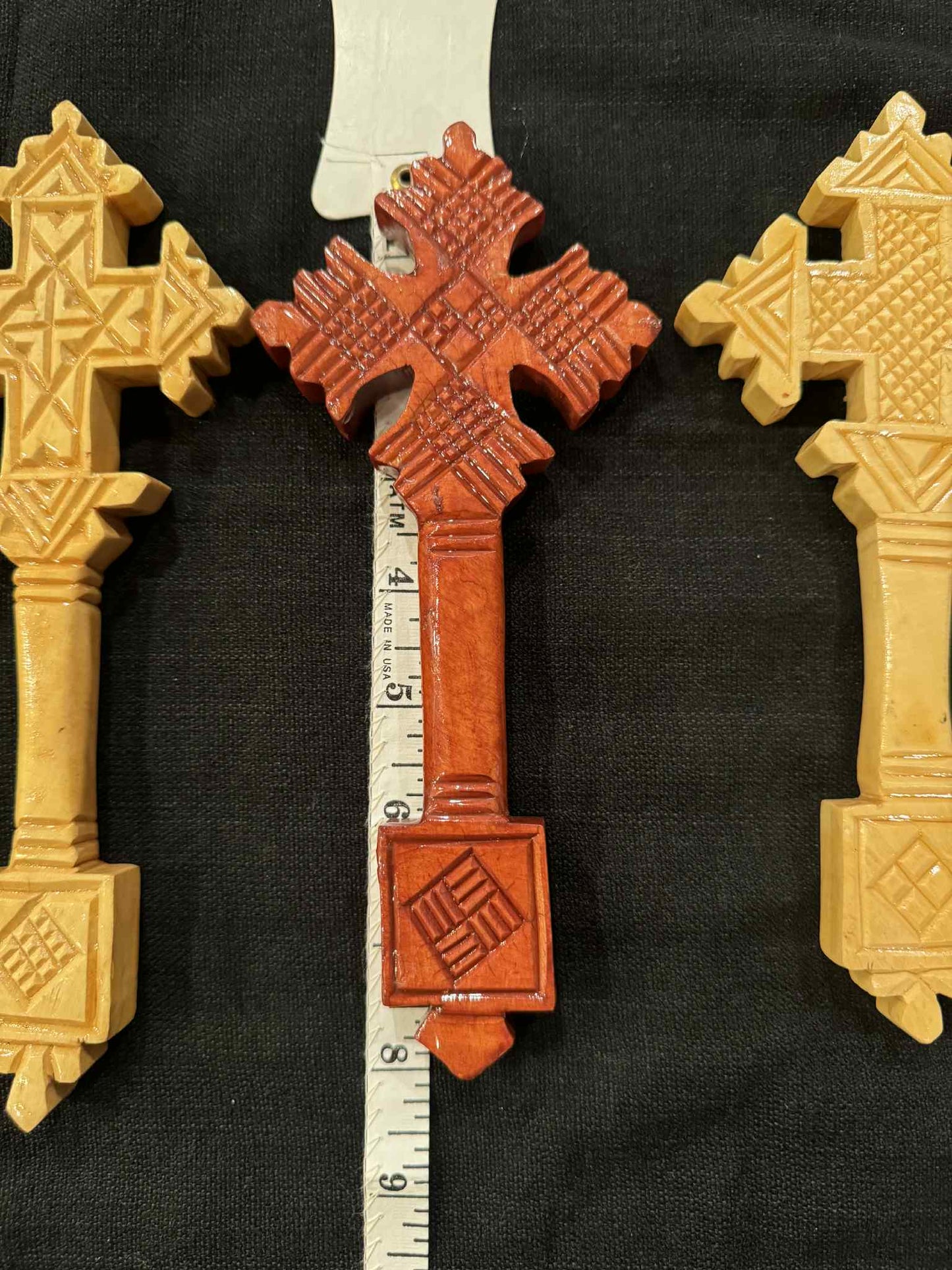 Wood Wall Cross - Wall Hanging Cross Decor Hand Made in Ethiopia, ( LOT OF 4x) Gift set Ethiopian Coptic Ortodox