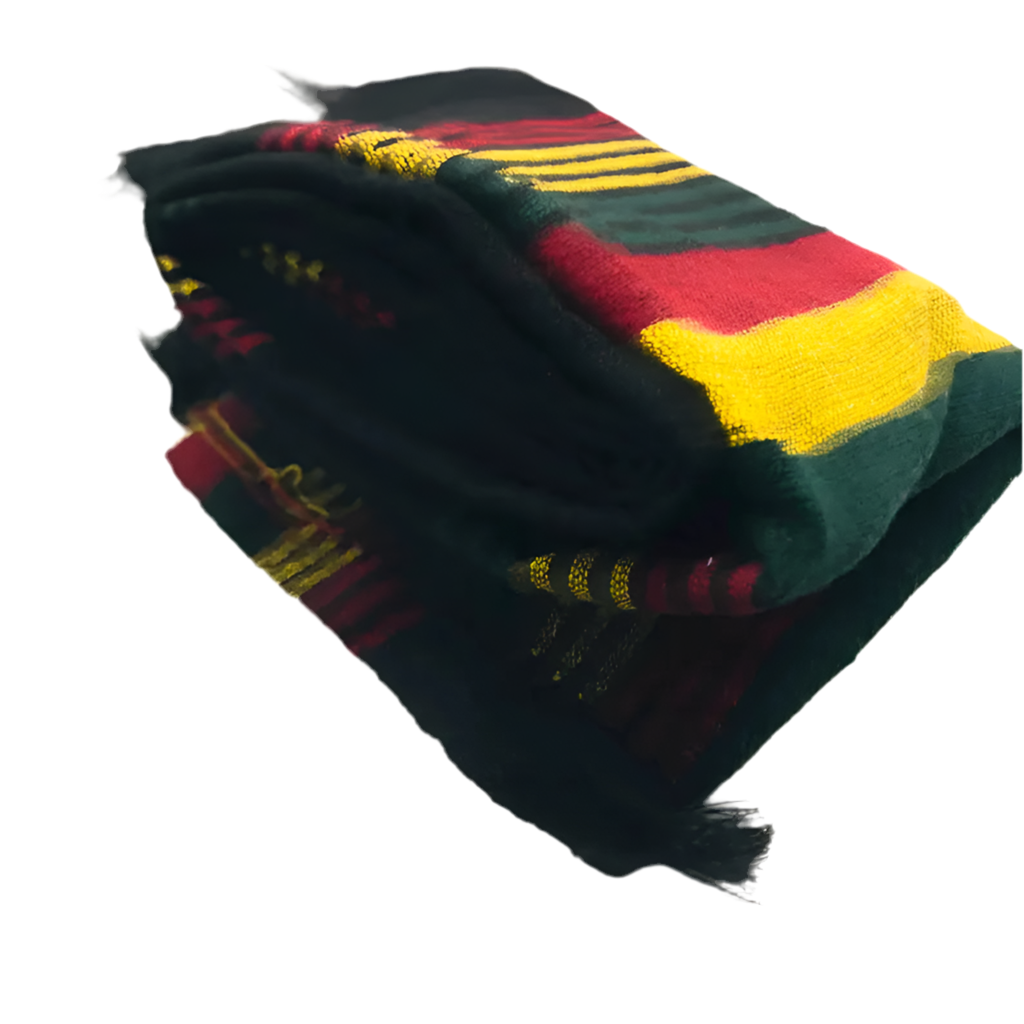 Handmade Ethiopian Cotton Scarf: Rastafarian Flag Shawl